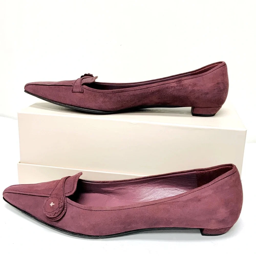 Prada purple suede pointed toe low heels 37.5